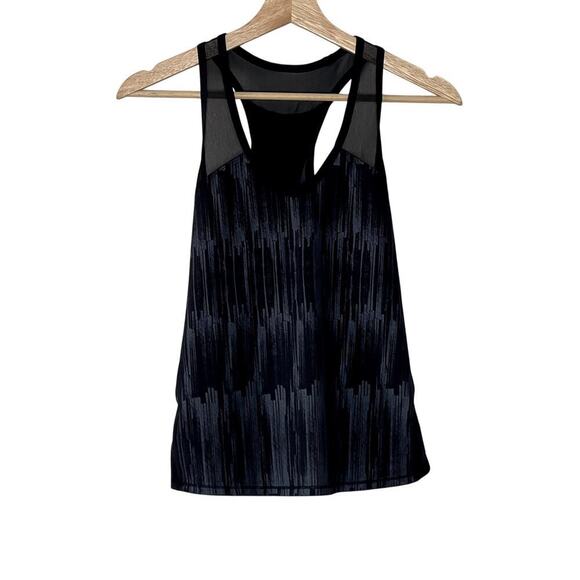 Lululemon Womens Ace Tank‎ Size 6 Mesh Racerback Scratch Match Black Pattern - Picture 1 of 6